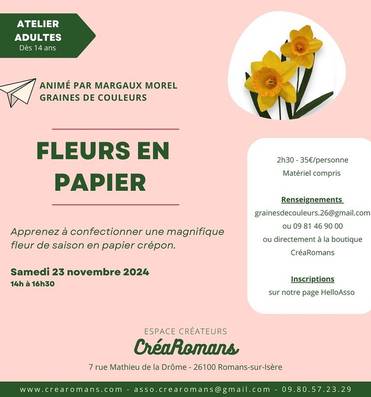 Atelier fleurs en papier (adultes dès 14 ans)