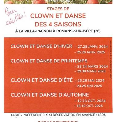 Stage de clown et danse de printemps Du 29 au 30 mars 2025