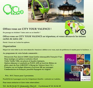 City Tour de Valence en triporteur avec Cyclo Team