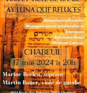 Concert Voix et Viole de Gambe : "Ay Luna que reluces" Le 17 mai 2024