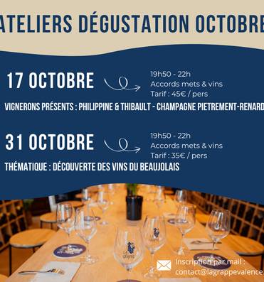 Atelier dégustation - La Grappe Le 31 oct 2024