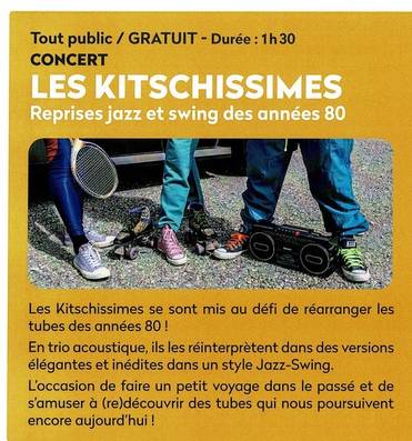 Concert : Les kitschissimes (reprises jazz & swing des années... Le 19 oct 2024