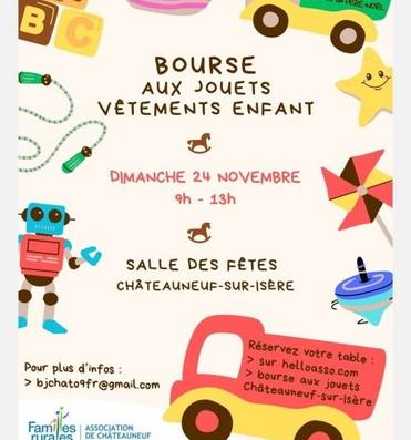 Bourse aux jouets, vêtements enfants et puériculture Le 24 nov 2024