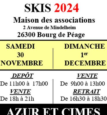 Bourse aux skis Du 30 nov au 1 déc 2024