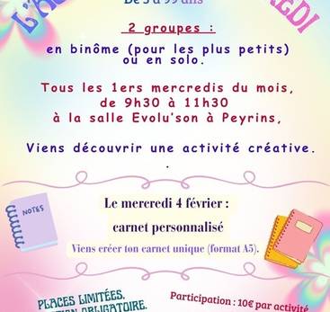 L'activité du mercredi : "viens créer ton carnet personnalisé "